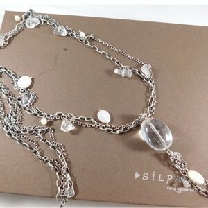 Silpada Silver Necklace with Clear Accents and Freshwater Pearls
